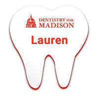 Smooth Plastic Tooth-Design2 Shape Name Tag - 1.85 x 1.73 inches