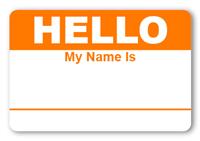 Sticker Hello My Name is Bright Orange Name Tags