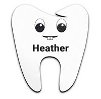 Smooth Plastic Tooth-Design3 Shape Name Tag - 1.83 x 1.6 inches
