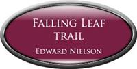 Framed Name Tag: Silver Plastic (Oval) - Claret and White Plastic Insert with Epoxy