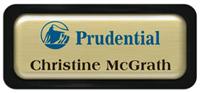 Metal Name Tag: Brushed Gold Metal Name Tag with a Black Plastic Border and Epoxy