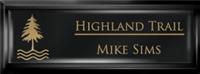 Framed Name Tag: Black Plastic (squared corners) - Black and Gold Plastic Insert with Epoxy