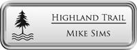 Framed Name Tag: Silver Plastic (rounded corners) - White Metal Insert