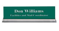 Evergreen Plastic Plate with White Text, Clear Acrylic Base