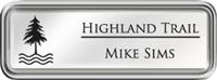 Framed Name Tag: Silver Plastic (rounded corners) - White and Black Plastic Insert with Epoxy