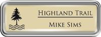 Framed Name Tag: Silver Plastic (rounded corners) - Almond and Black Insert with Epoxy