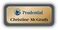 Metal Name Tag: Shiny Gold Metal Name Tag with a Charcoal Grey Plastic Border