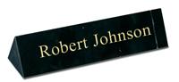 Black Marble Triangle Desk Plate - Gold Engraving
