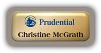 Metal Name Tag: Shiny Gold Metal Name Tag with a Taupe Plastic Border and Epoxy