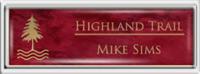 Framed Name Tag: Silver Plastic (squared corners) - Port Wine and Gold Plastic Insert with Epoxy