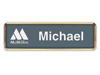 Gold Metal Framed Nametag with Smoke Grey and White