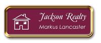 Rose Gold Metal Framed Nametag with Claret and White