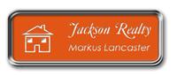 Silver Metal Framed Nametag with Tangerine and White