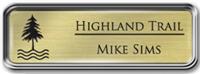 Framed Name Tag: Silver Metal (rounded corners) - Euro Gold and Black Plastic Insert with Epoxy