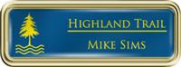 Framed Name Tag: Gold Plastic (rounded corners) - Sky Blue and Yellow Plastic Insert with Epoxy