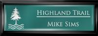 Framed Name Tag: Black Plastic (squared corners) - Celadon Green and White Plastic Insert with Epoxy