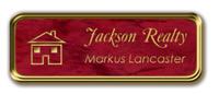 Gold Metal Framed Nametag with Port Wine and Gold