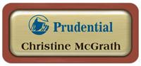 Metal Name Tag: Brushed Gold Metal Name Tag with a Canyon Plastic Border and Epoxy