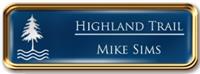 Framed Name Tag: Rose Gold Metal (rounded corners) - Patriot Blue and White Plastic Insert with Epoxy