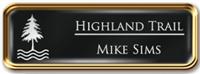 Framed Name Tag: Rose Gold Metal (rounded corners) - Black and White Plastic Insert with Epoxy