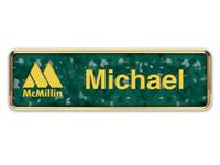 Gold Metal Framed Nametag with Verde and Gold