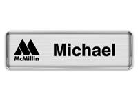 Silver Metal Framed Nametag with Brushed Aluminum and Black