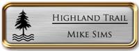 Framed Name Tag: Rose Gold Metal (rounded corners) - Brushed Aluminum and Black Plastic Insert with Epoxy