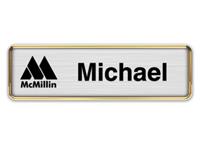 Gold Metal Framed Nametag with Brushed Aluminum and Black