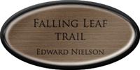 Framed Name Tag: Black Plastic (Oval) - Deep Bronze and Black Plastic Insert with Epoxy
