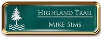 Framed Name Tag: Rose Gold Metal (rounded corners) - Evergreen and White Plastic Insert with Epoxy