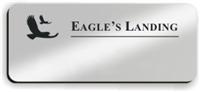 Blank Smooth Plastic Name Tag with Logo: Shiny Silver and Black - LM922-334