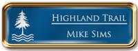 Framed Name Tag: Rose Gold Metal (rounded corners) - Sky Blue and White Plastic Insert with Epoxy