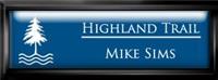 Framed Name Tag: Black Plastic (squared corners) - Sky Blue and White Plastic Insert with Epoxy