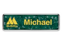 Silver Metal Framed Nametag with Verde and Gold