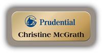 Metal Name Tag: Shiny Gold Metal Name Tag with a Taupe Plastic Border