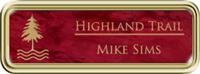 Framed Name Tag: Gold Plastic (rounded corners) - Port Wine and Gold Plastic Insert