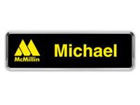 Silver Metal Framed Nametag with Black and Yellow