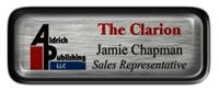 Metal Name Tag: Brushed Silver with Epoxy and Black Metal Border