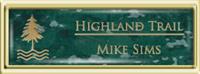 Framed Name Tag: Gold Plastic (squared corners) - Verde and Gold Plastic Insert with Epoxy