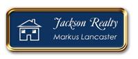 Rose Gold Metal Framed Nametag with Patriot Blue and White