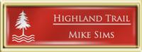 Framed Name Tag: Gold Plastic (squared corners) - Crimson and White Plastic Insert with Epoxy