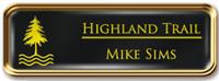 Framed Name Tag: Rose Gold Metal (rounded corners) - Black and Yellow Plastic Insert with Epoxy