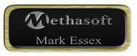 Metal Name Tag: Black and Silver with Epoxy and Brushed Gold Metal Border