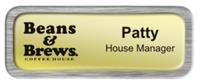 Metal Name Tag: Shiny Gold with Brushed Silver Metal Border