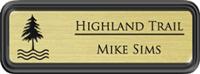 Framed Name Tag: Black Plastic (rounded corners) - Euro Gold and Black Plastic Insert