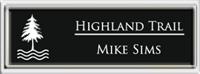 Framed Name Tag: Silver Plastic (squared corners) - Black and White Plastic Insert