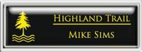 Framed Name Tag: Silver Plastic (squared corners) - Black and Yellow Plastic Insert with Epoxy
