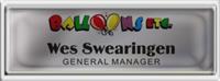 Silver Epoxy Squared Frame Name Tag with a Shiny Silver Metal Insert
