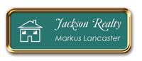 Rose Gold Metal Framed Nametag with Celadon Green And White