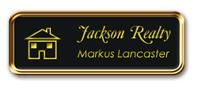 Rose Gold Metal Framed Nametag with Black and Yellow